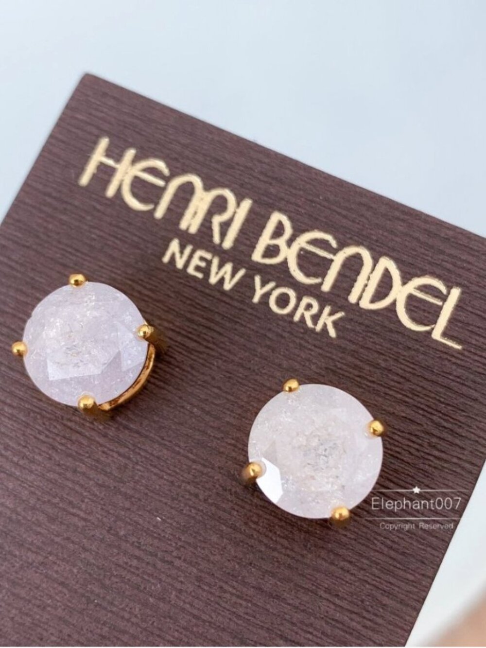 Henri Bendel Druzy Crystal Stud Earrings Gold Tone Round Sparkle
